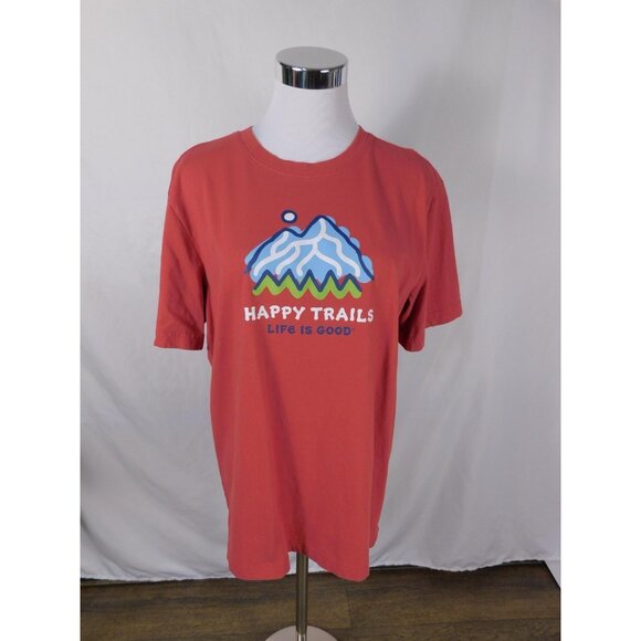 Life Is Good Tops - Life Is Good Shirt Medium Happy Trails Mountains Graphic Outdoors Hiking